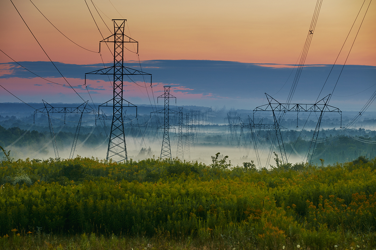 Hydro One transmission towers and power lines in Ontario