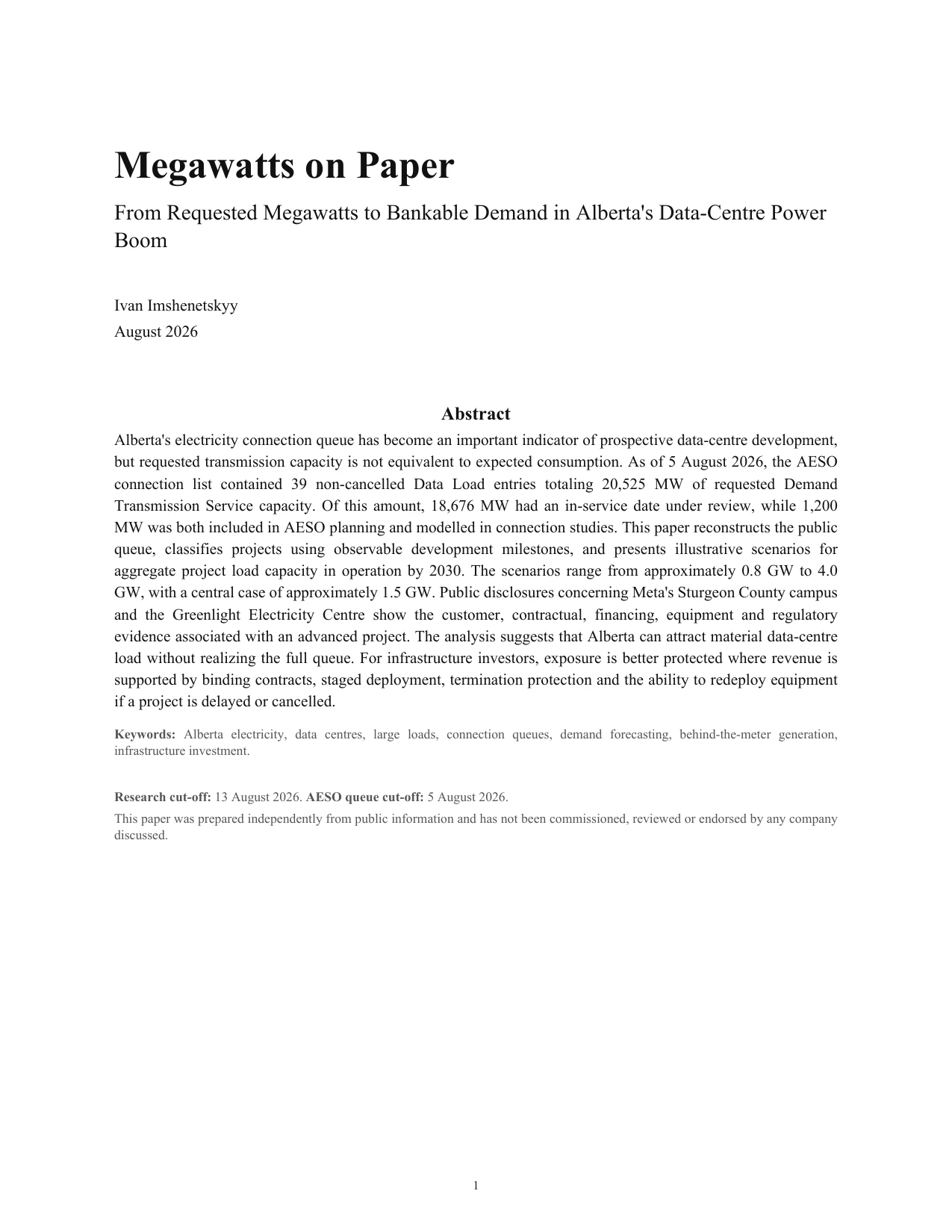 Megawatts on Paper research report page 2